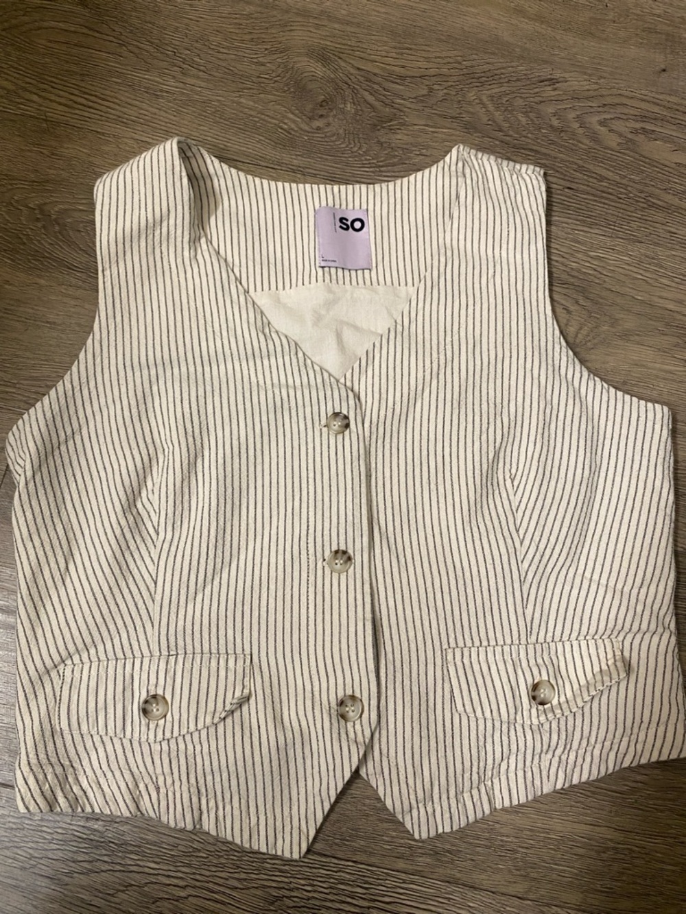SO Cream Vest with Black Pinstripes